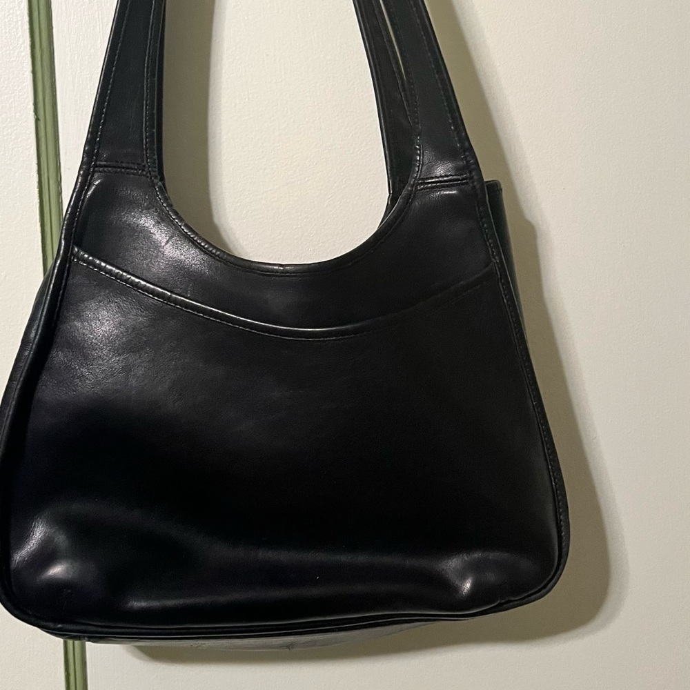 vintage black leather Coach ergo shopper hobo